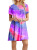 2020 Summer New Wish Amazon Hot-Sale Women's Clothing Popular Slim-Fit Dazzling Rainbow Tie-Dyed Printed Dress