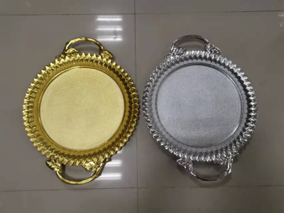 A107 New Electroplating Plate Oval round and Square Cake Plate Storage Box round Mirror Plate Tray Plastic