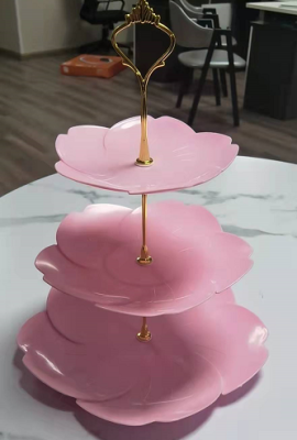 938 New Gold and Silver Rod White Penholder Cake Plate with Feet