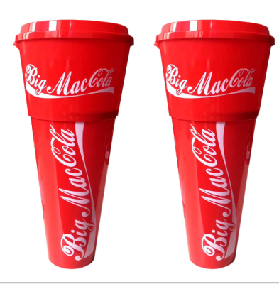 Online Red Cola Disposable Cup with Straw Snack Drinks One-Piece Cup Foreign Trade Exclusive