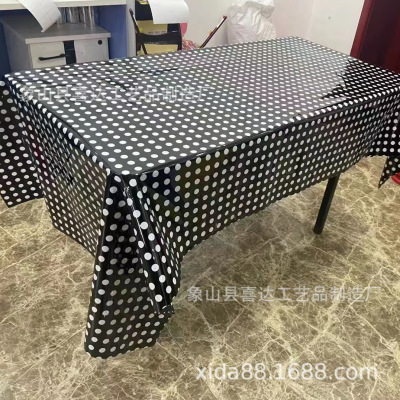 Black Background Birthday Tablecloth Disposable Children's Party Decoration Dessert Table Decorations Plastic Rectangular Waterproof Tablecloth