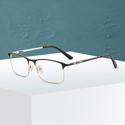New Retro Full-Frame Glasses Frame Men's Business Metal Square Spectacle Frame Myopia Glasses for Students