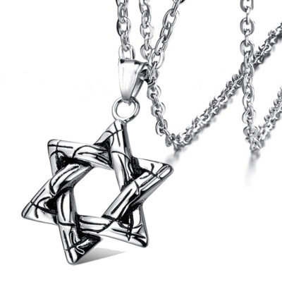 Popular Factory Direct Sales Star Same Style Die Casting Pattern Six-Pointed Star Pendant Trendy Cool Rock Men's Titanium Steel Necklace