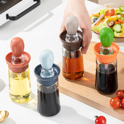 Oil Brush High Temperature Resistant Kitchen Baking and Barbecue Brush Integrated Edible Silicon Measuring Oil Bottle with Brush Artifact