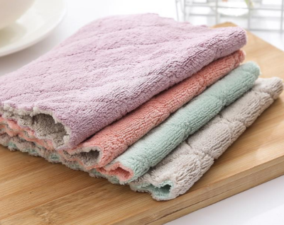 Coral Fleece Solid Color Double-Sided Strong Absorbent Cloth Foreign Trade Exclusive