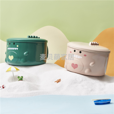 New Dinosaur Stainless Steel 304 Instant Noodle Bowl Cute Student Large Capacity Double-Layer Anti-Scald Portable Lunch Box with Lid