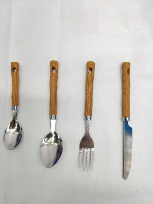 24-Piece Set Plastic Handle Stainless Steel Tableware Spoon Fork Dinner Knife
