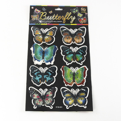 8 Butterflies PVC Three-Dimensional Butterflies Stickers Painting Stickers Home Party Decoration 3D Wall Stickers Color Simulation Layer Stickers