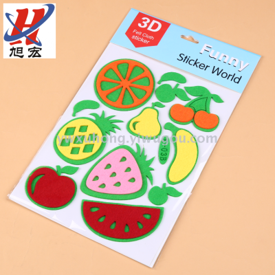 Felt Cloth Cartoon Stickers Fruit Children's Puzzle Decorative Sticker Non-Woven Wall Stickers Children's Room  Stickers