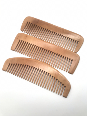 Factory Direct Sales Natural Log Comb Wide Tooth Hairdressing Massage Comb Moon Shape Anti-Static Wide-Tooth Comb