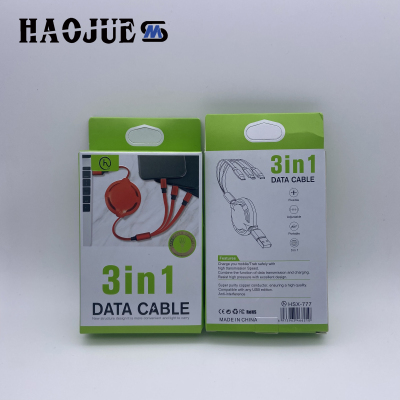 Retractable Three-in-One Data Cable Gift Supermarket Gift Promotion Hot Three-in-One Multi-Function Fast Charge Mobile