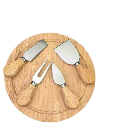 Hot Selling Pizza Cheese Knife Set Kitchen Tools Four-Piece Stainless Steel Bamboo Multi-Purpose Mini Handle Cheese Knife