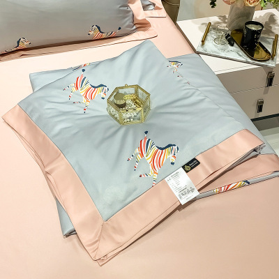 Washed Tencel Summer Duvet European Summer Blanket Airable Cover Four-Piece Set Machine Washable Gift Silk Bed Factory Wholesale