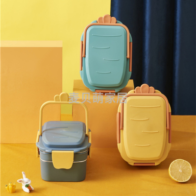 Double-Layer Stainless Steel Lunch Boxes Creative Cute Radish Portable Insulated Lunch Box Student Compartment Lunch Box