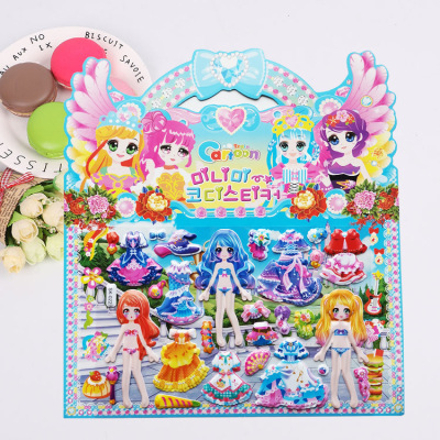 Portable Children's Cartoon Bubble Sticker Educational Stickers Kindergarten Reward Stickers Stereo Princess Dress up Stickers