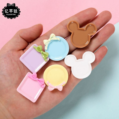 DIY Play House Candy Toy Tableware Food Tray Miniature Decoration Macaron Color Mini Small Plate Model