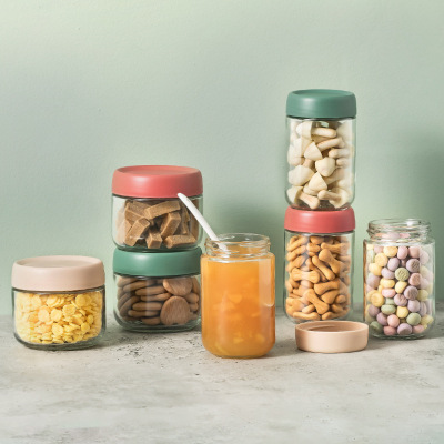 Glass Sealed Can Snack Storage Cans Milk Powder Can Kitchen Supplies Stackable Sealed Cans Three-Piece Set