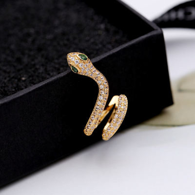 European and American Jewelry New Normcore Snake-Shaped Otica Sterling Silver Needle Zircon Simple and Personalized Earrings Wholesale Snake Earrings