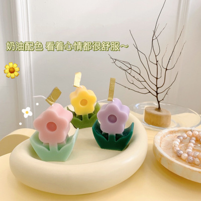Cute Flowers Aromatherapy Candle Ins Style Girl Heart Indoor Desktop Domestic Ornaments Photo Prop Gift