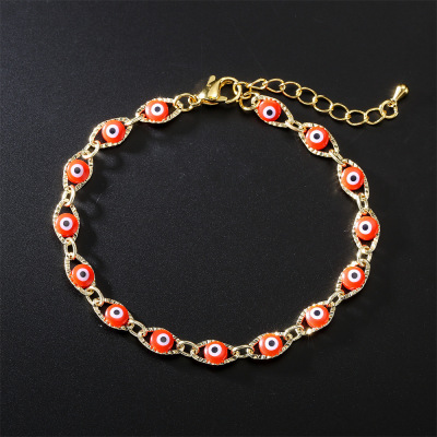 2022 Hot Sale in Europe and America Foreign Trade Ornament Copper Plated Real Gold Drop Oil Eye Bracelet