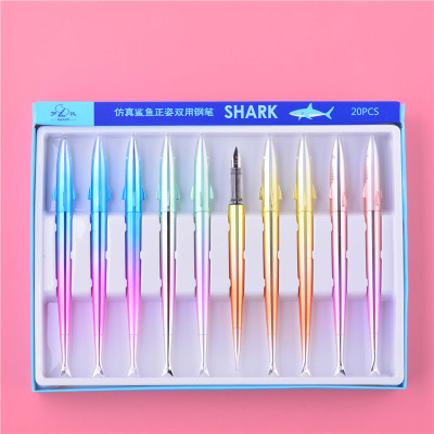Authentic Roche 8959 Big Shark Pen Student Writing Practice Calligraphy Ink Sac Pen Colorful Shark Changeable Bag Wholesale