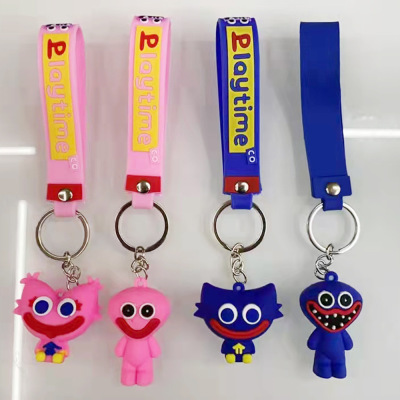 Cross-Border Hot Selling Poppy Playtimes Sausage Monster Keychain Horror Game Bobi Soft Glue Hand-Made Pendant