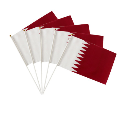 Cross-Border 2022 World Cup Hand Signal Flag Qatar Fans Cheer Plastic Flagpole Hand Flag