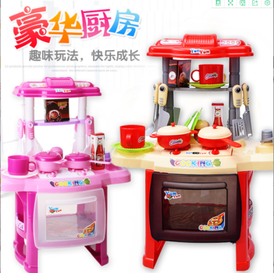 Children's Educational Lighting Music Cooking Tableware Dining Table Play House Kitchen Toys Angle Performance Toys