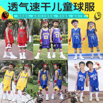 Factory Wholesale Children's Basketball Wear Suit Children's Summer Clothing Sports Jersey Kindergarten Primary and Secondary School Performance Training Wear