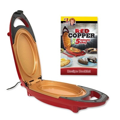 Red Copper 5 Minute Chef Heating Frying Pan Electric Barbecue Pan Pizza Machine Non-Stick Pan Oven