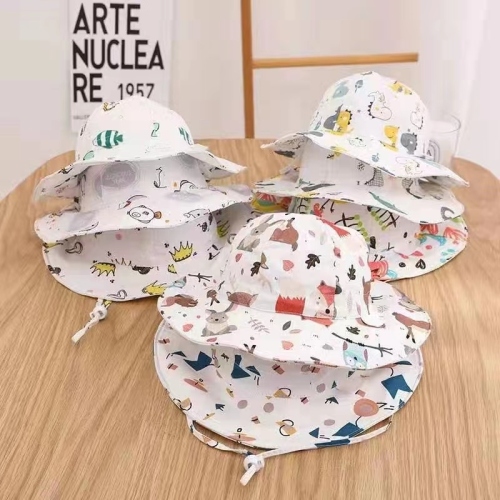 male and female baby fisherman hat spring and autumn thin baby hat summer sun protection sun hat printing infant sun hat