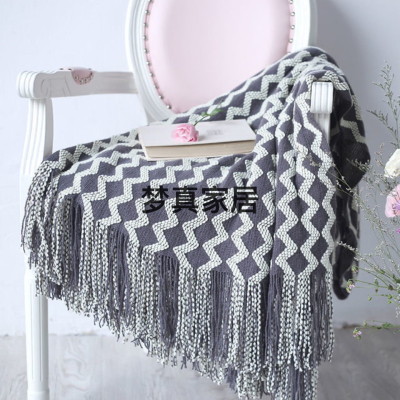 Nordic American Knitted Wool Blanket Towel Blanket Sofa Model Room Decorative Blanket Tailstock