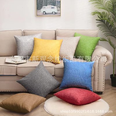 Simple Plain Color Pillow Cover Bedside Cushion Linen Sofa Backrest Cotton Linen Solid Color Throw Pillowcase Factory Direct Sales