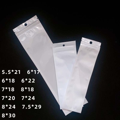 White Pearlescent Film Yin and Yang Bone Bag Translucent Hanging Hole Ziplock Bag Slender Packaging Bag Strap Chopsticks Tool Bag