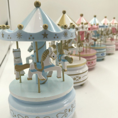 Factory Direct Sales Birthday Cake Baking Decoration Music Box Music Box Carousel Cake Ornaments Home Wholesale