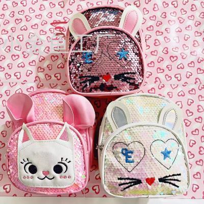New Cartoon Cute Sequin Backpack Rabbit Backpack Children's Kindergarten Backpack Baby's Backpack Schoolbag