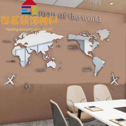 world map nordic style acrylic wall stickers 3d stereo office study living room sofa background wall stickers