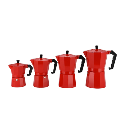 Durable Aluminum Threaded Bottom Red Moka Pot Color Espresso