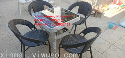 Simple Home Balcony Rattan Chair Coffee Table Five-Piece Table and Chair Outdoor Dining Table Dining Chair