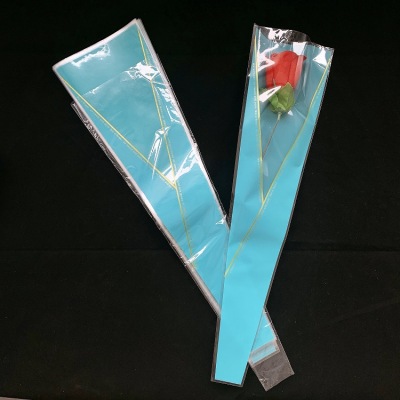 OPP Packaging Bag Flowers Blue Gift Candy Trapezoidal Umbrella Plastic Packaging Bag Special-Shaped Custom Factory Direct Supply