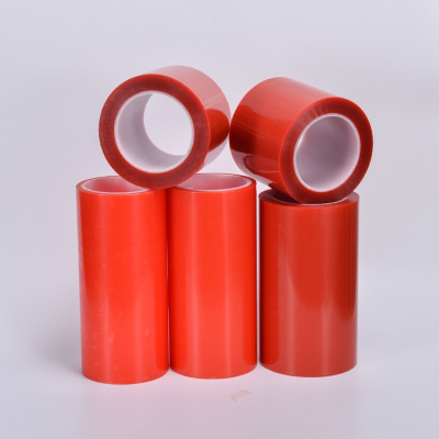 Red Film Pet Double-Side Tape Female Roll Customized Pet Double-Side Tape Red Film Transparent Pet Ultra-Thin Seamless Double-Sided Adhesive White