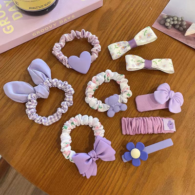 Catharanthus Roseus Blue Light Purple Hairpin Small Fresh Simple Fashion Hair Ring Korean Internet Celebrity Side Clip Sweet Hair Accessories H