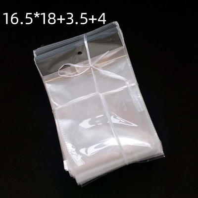 16.5*21.5+4 Gray Pearlescent Film OPP Card Top Bag Self-Adhesive Hanging Hole Packaging Bag Transparent Thickened Printing