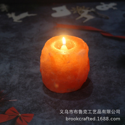 Himalayan Mineral Salt Crystal Candlestick Salt Light Crystal Salt Candlestick Decoration Romantic Candlelight Dinner Candlestick