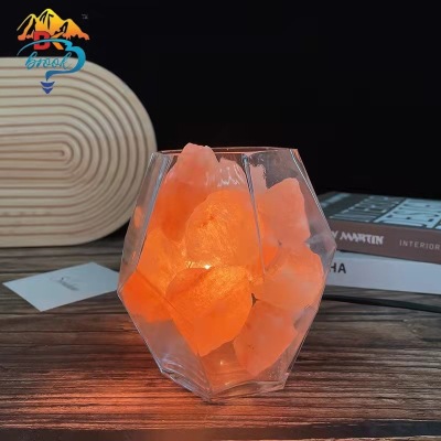 Geometric Glass Salt Light Factory Wholesale Himalayan Crystal Salt Light Various Shapes Salt Light Can Be Made