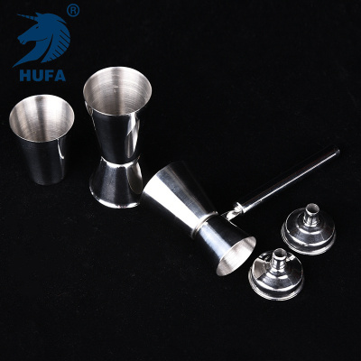 Stainless Steel Measuring Cup Stainless Steel Wine Glass Curling Cocktail Shaker Double-Headed Jigger Measuring Cup Factory Direct Sales