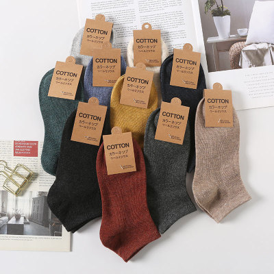 Men's Cotton Ankle Socks 168 Needles Solid Color Retro Style Short Tube Stall Male Socks Y Type Anti-Slip Sports Cotton Sock