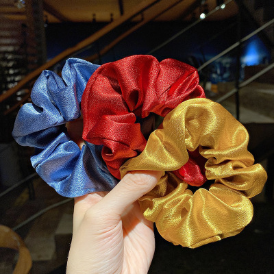 Korean Style Internet Celebrity Large Intestine Ring Hair Band Ins French Style Vintage Satin Solid Color Hair Rope Simple Bun Rubber Band Headdress
