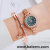 Women's Korean-Style Simple Stylish round Small Dial Diamond-Embedded Bracelet Watch Temperament Women's Watch Artistic All-Match Small Green Mounting