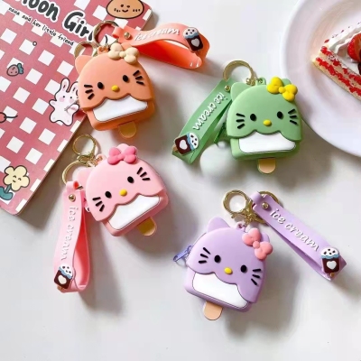 Internet Influencer Accessories Cat Cartoon Change Purse Keychain Pendant Ice Cream Coin Storage Lovely Bag Ornaments Customization